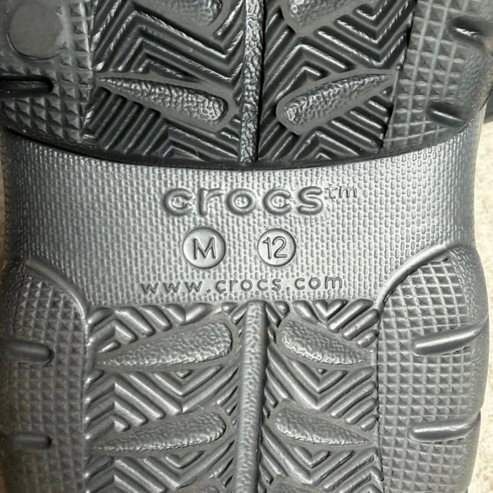 Crocs Men's Swiftwater Leather Clogs Black Gray Adjustable Strap Shoes Size 12